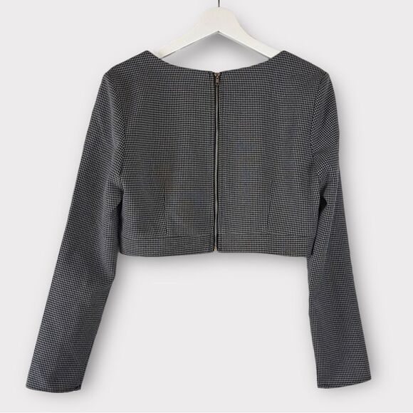 WAYF Houndstooth Long Sleeve Cropped Top - Medium - NWT - Gameday Ready - Picture 8 of 15